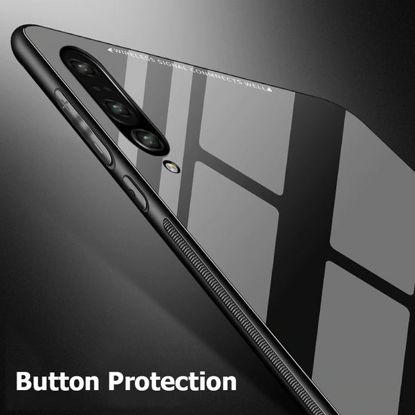 Tempered Glass Soft Silicone Back Case For Samsung Galaxy A70