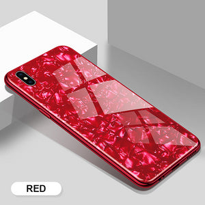 Luxury Marble Pattern Tempered Glass Case For iPhone X