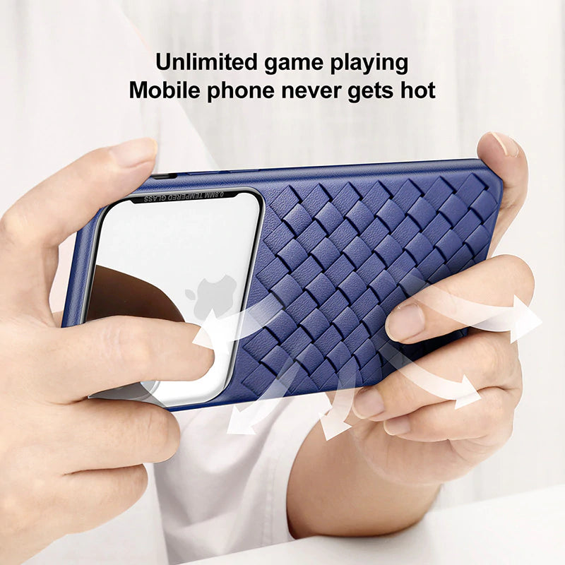 Baseus® Luxury Grid Weaving Pattern Tempered Glass Case for iPhone X
