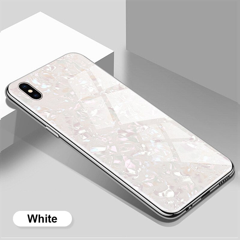 Luxury Marble Pattern Tempered Glass Case For iPhone X