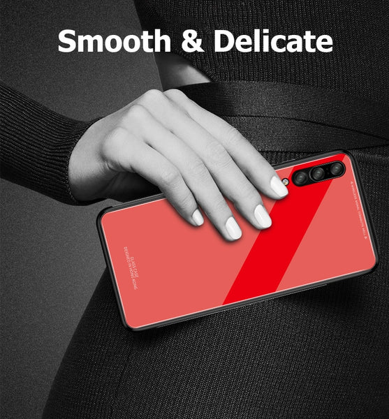 Luxury Soft Edge Toughened Glass Back Case for Samsung Galaxy A30s