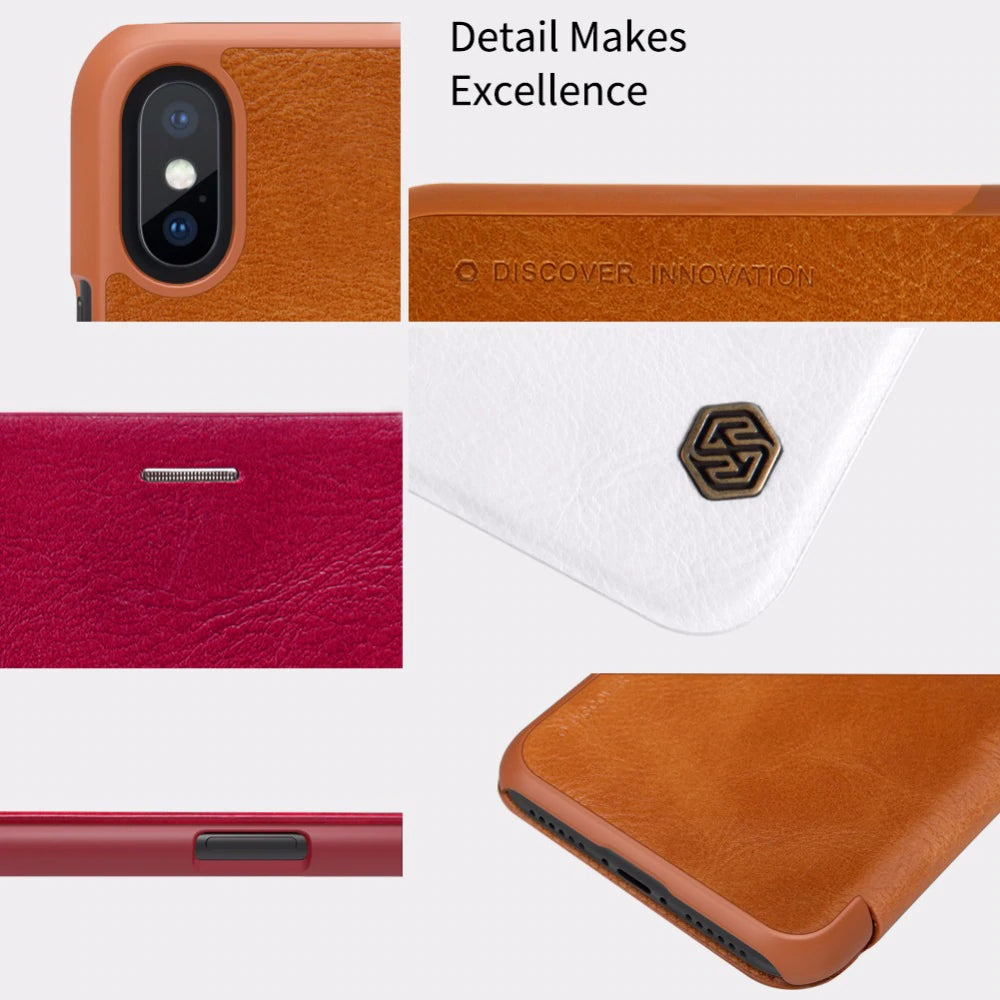Genuine Leather Flip Case for iPhone X
