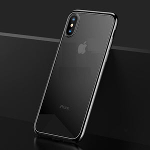 Luxury Plating Camera Protection Clear Case for iPhone XS