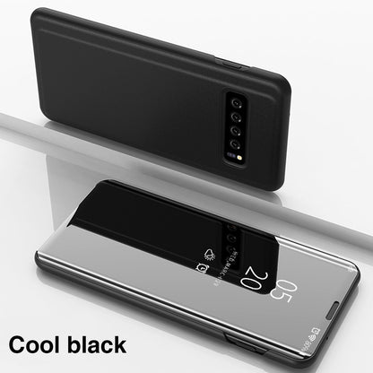 Mirror Clear View Flip Case Cover For Samsung Galaxy S10 [Non-Sensor]