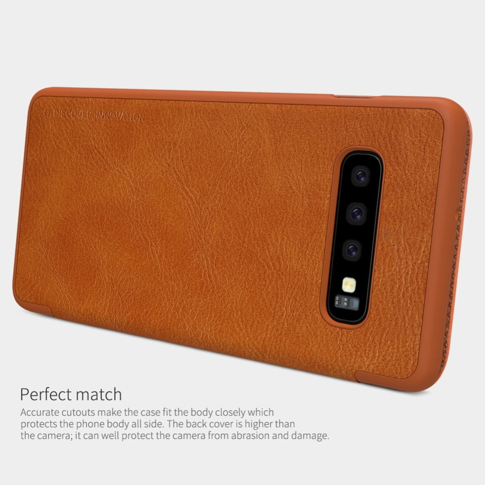 Genuine Leather Flip Case Cover For S10 Plus