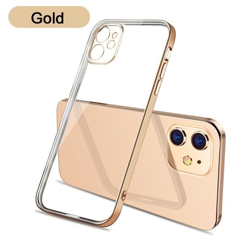 Luxury Square Plating Clear Case for iPhone 11