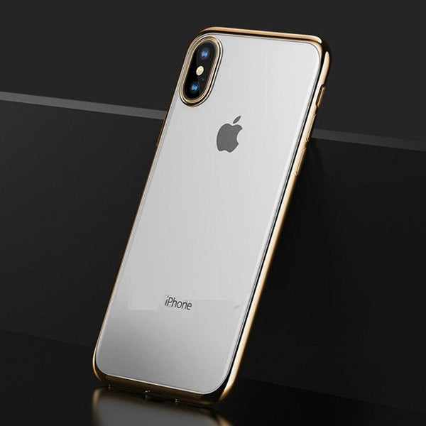 Luxury Plating Camera Protection Clear Case for iPhone X