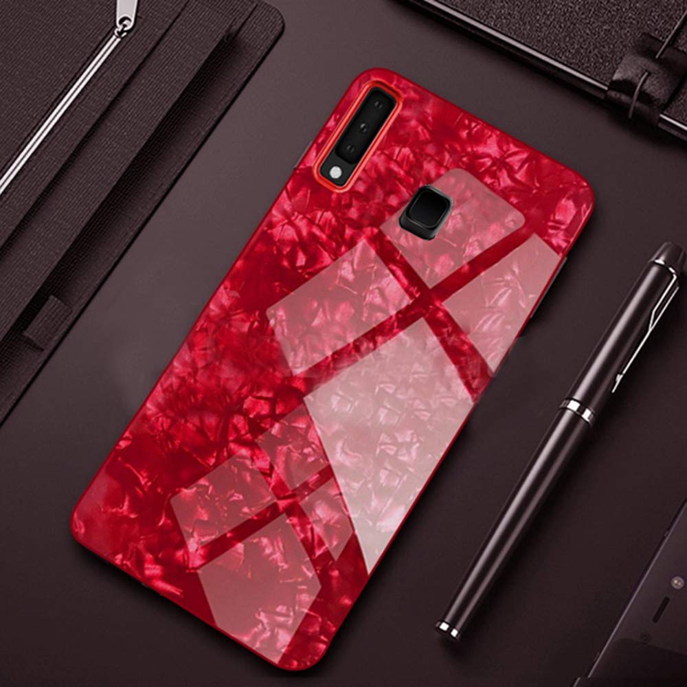 Luxury Marble Pattern Tempered Glass Back Cover for Samsung Galaxy M40