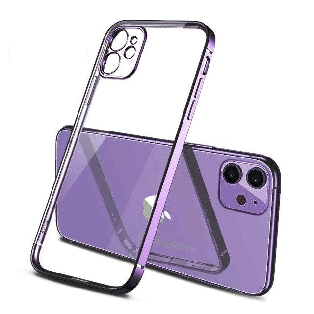 Luxury Square Plating Clear Case for iPhone 11