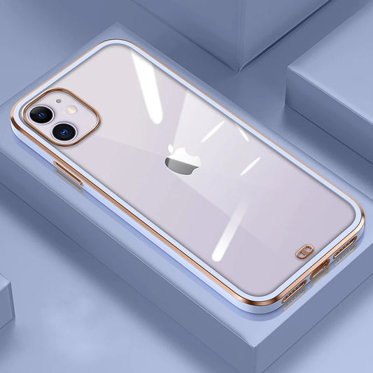 Luxury Square Plating Transparent Case for iPhone 11