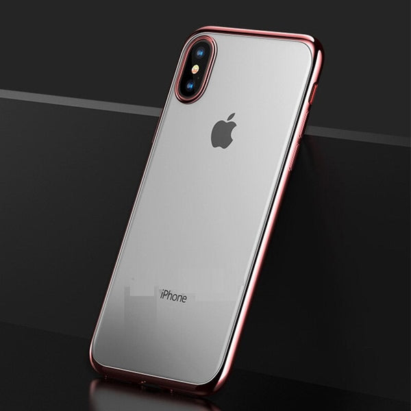 Luxury Plating Camera Protection Clear Case for iPhone XS