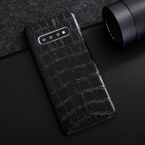 Genuine Leather Crocodile Pattern Case Back Cover For Samsung Galaxy S10 Plus