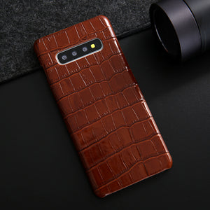 Genuine Leather Crocodile Pattern Case Back Cover For Samsung Galaxy S10