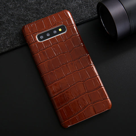 Genuine Leather Crocodile Pattern Case Back Cover For Samsung Galaxy S10