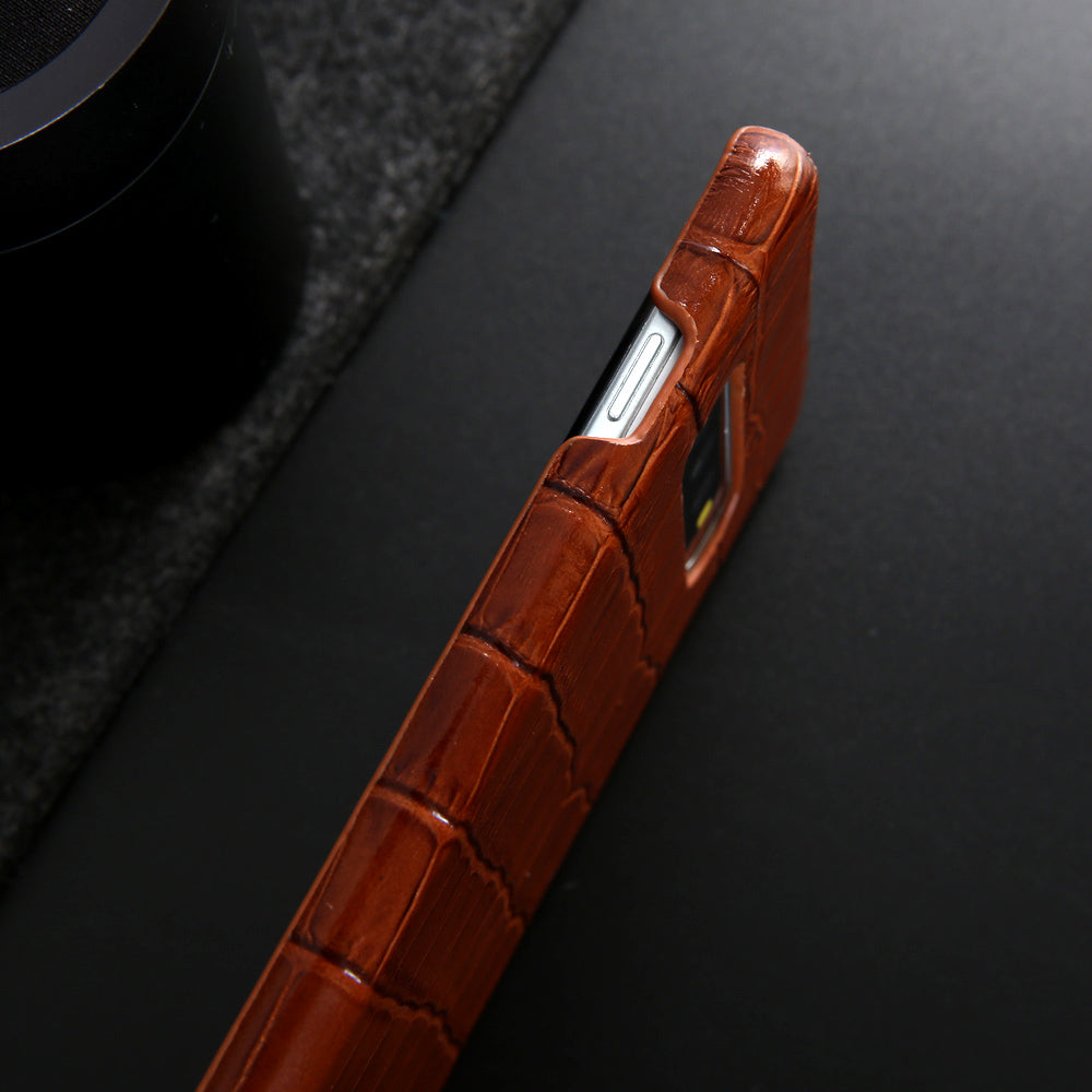 Genuine Leather Crocodile Pattern Case Back Cover For Samsung Galaxy S10