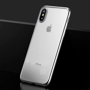 Luxury Plating Camera Protection Clear Case for iPhone XS