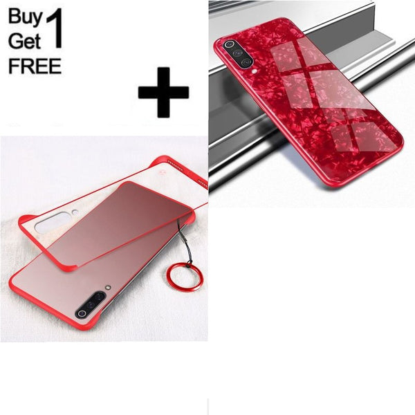 Buy 1 Get 1 Free Luxury Marble Pattern Tempered Glass Case for Samsung Galaxy A50s