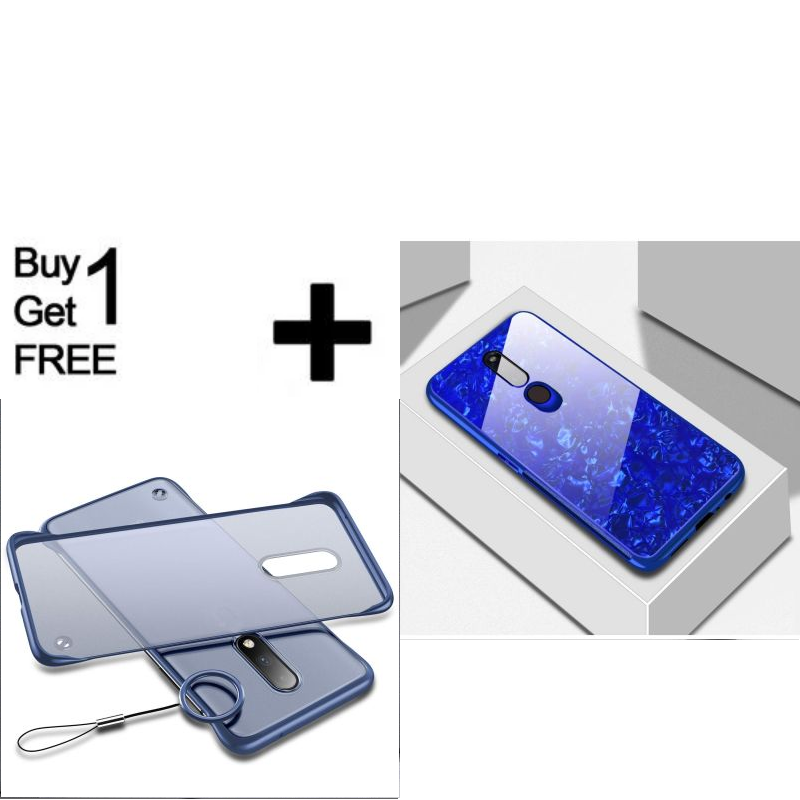 Buy 1 Get Free Marble Pattern Toughened Glass Back Case for Oppo F11 Pro