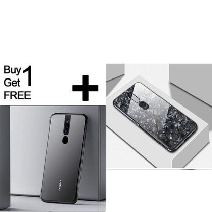 Buy 1 Get Free Marble Pattern Toughened Glass Back Case for Oppo F11 Pro