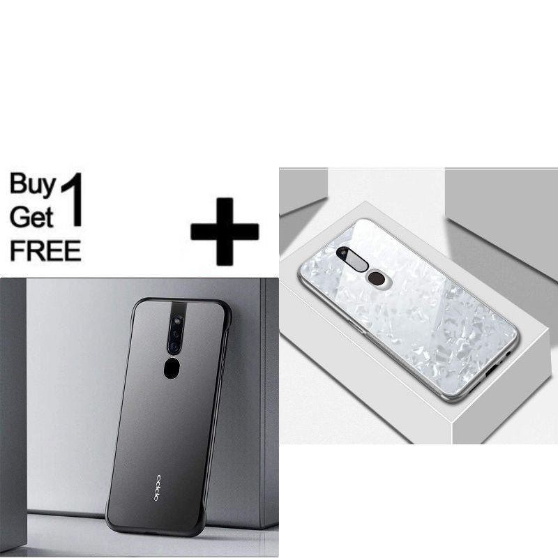 Buy 1 Get Free Marble Pattern Toughened Glass Back Case for Oppo F11 Pro