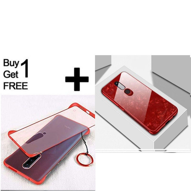 Buy 1 Get Free Marble Pattern Toughened Glass Back Case for Oppo F11 Pro