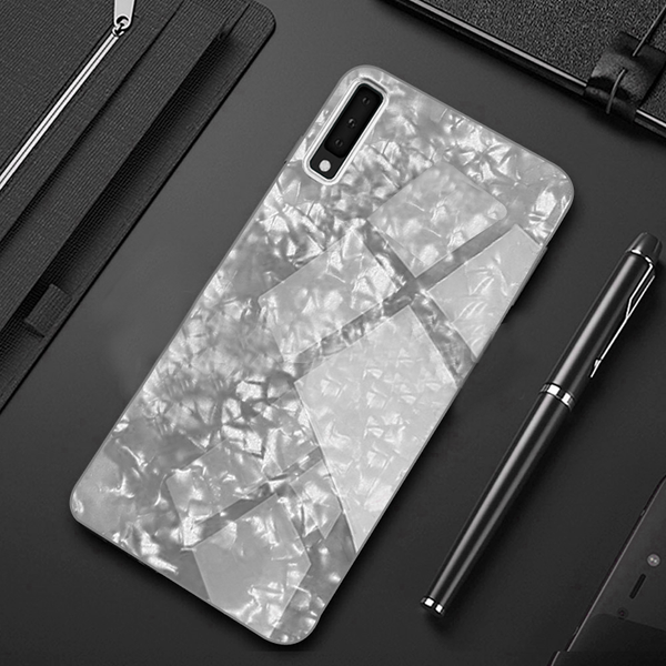 Buy 1 Get 1 Free Luxury Marble Pattern Tempered Glass Case for Samsung Galaxy A30s