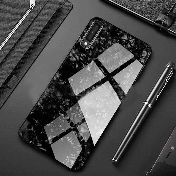 Buy 1 Get 1 Free Luxury Marble Pattern Tempered Glass Case for Samsung Galaxy A50s