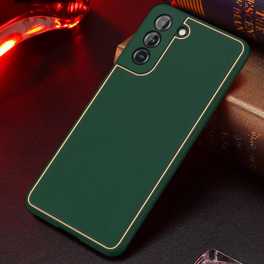 Luxury Gold Electroplated Leather Case for Galaxy S21