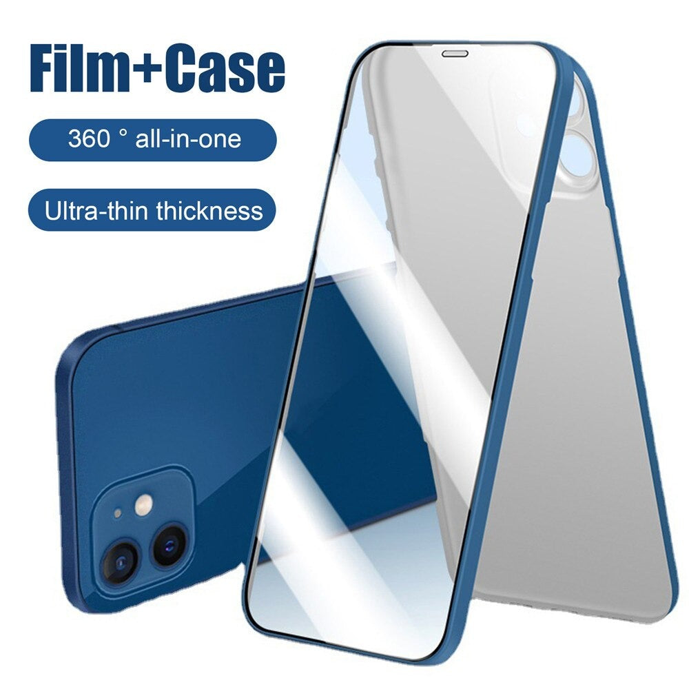 Full 360 Degree Reflective iPhone Case With Tempered Glass